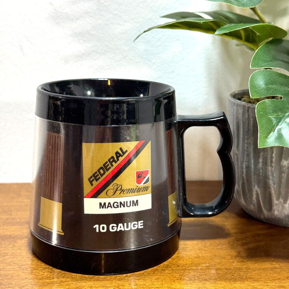 Vintage Federal Magnum 12 Gauge Shotgun Thermo-Serv Mug Cup Coffee Black